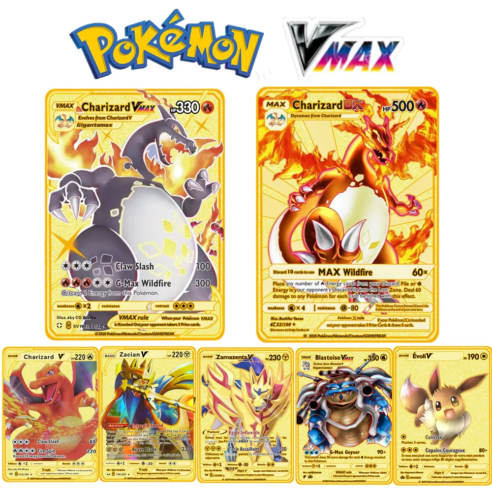 Новинка металлическая карта памяти Pokemon DX золотая ZacianV SnorlaxV EvoliV коллекция