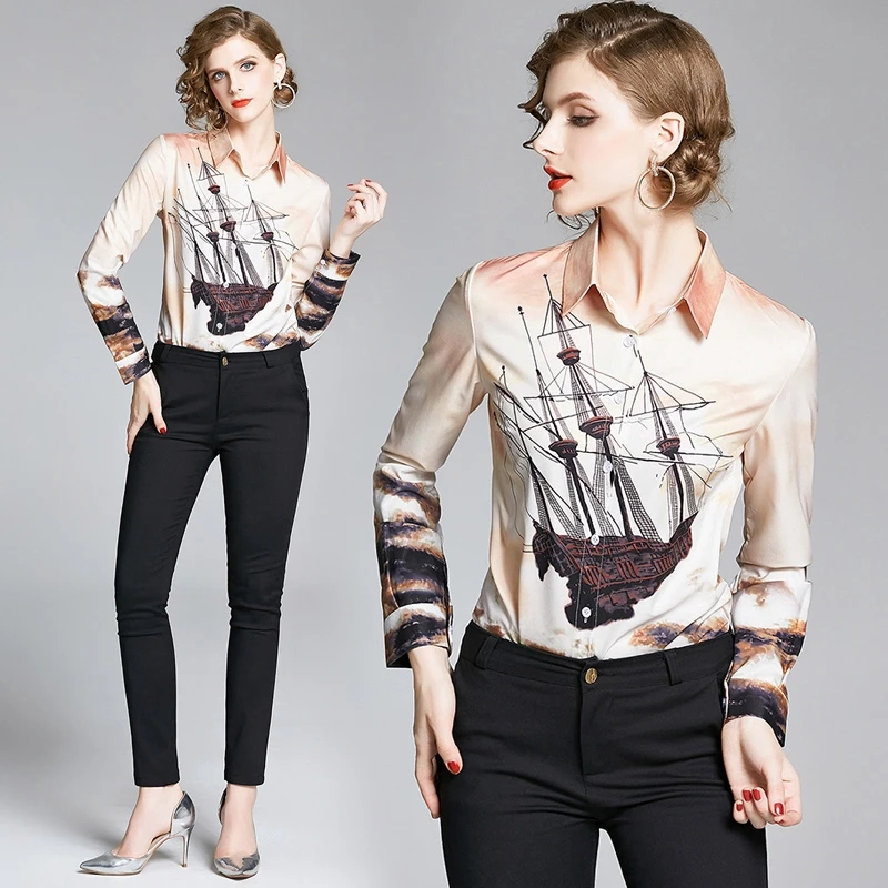 Модные тонкие женские топы элегантные рубашки с длинным рукавом осенние 2020