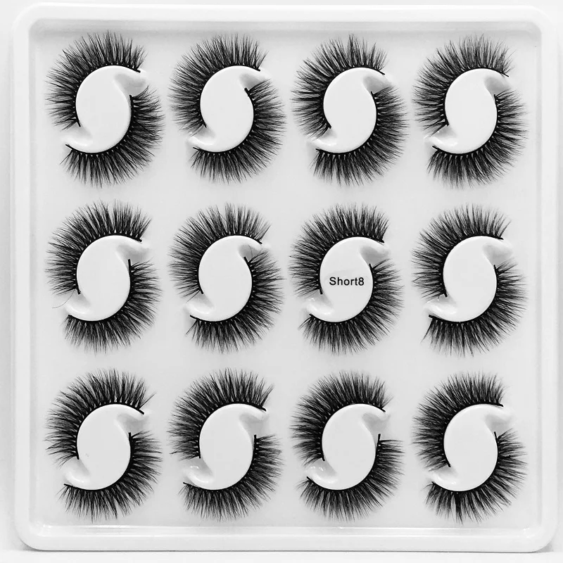 

NEW 12pair Mink False Eyelashes Messy Cross Soft Cotton Stalk Natural Short Fake Eyelashes Smoke Banquet Makeup Mink Eye Lashes