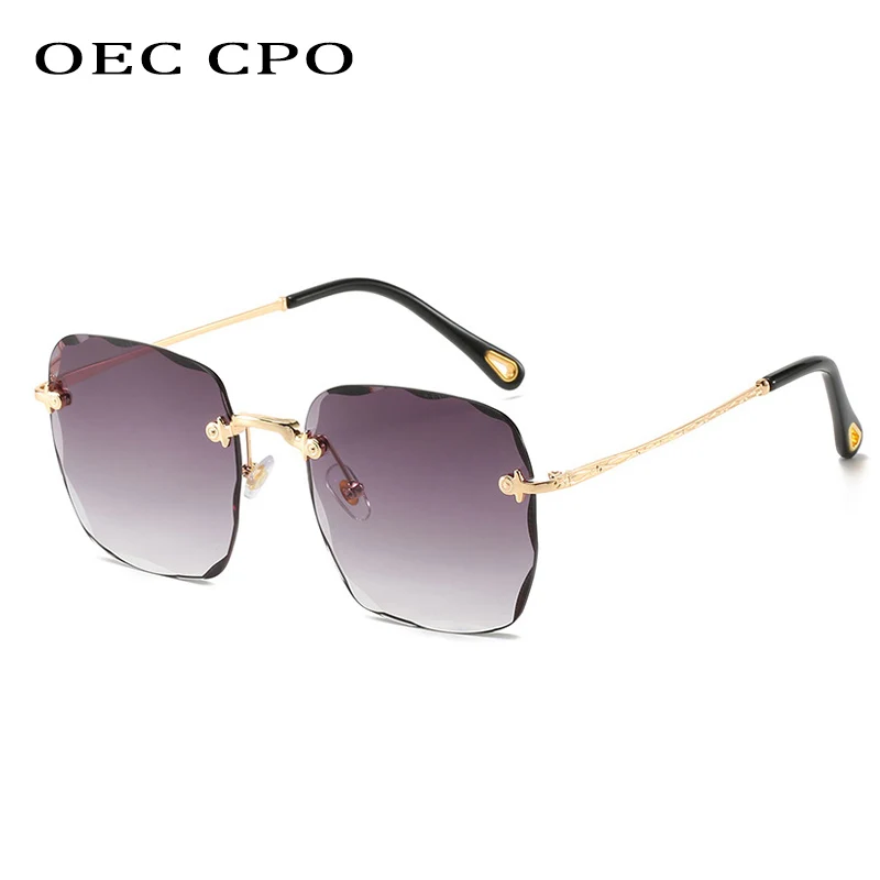 

OEC CPO Fashion Rimless Sunglasses Women Trendy Square Goggle Sun Glasses Ladies Colorful Gradient Shades UV400 Gafas De Sol