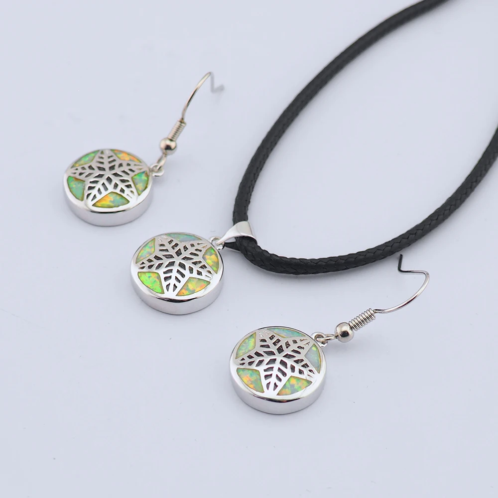 Женская кожаная цепочка с серебряным покрытием огненным опалом для дня рождения