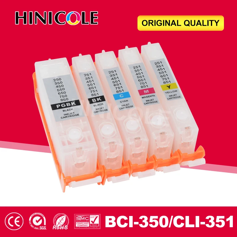 

Hinicole Ink Cartridge Refillable PIXUS MG5430 5530 MG5630 6330 6530 MG6730 Printer Cartridge For Canon BCI 350 CLI 351