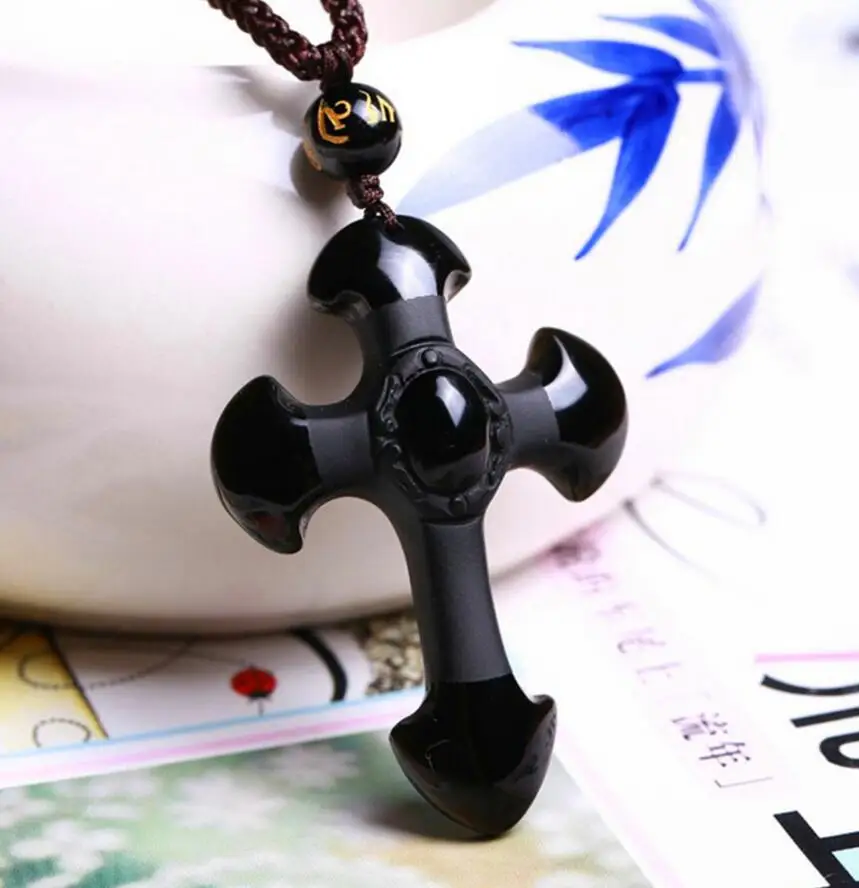 Модные ювелирные изделия Бесплатная доставка натуральный камень обсидиан кулон