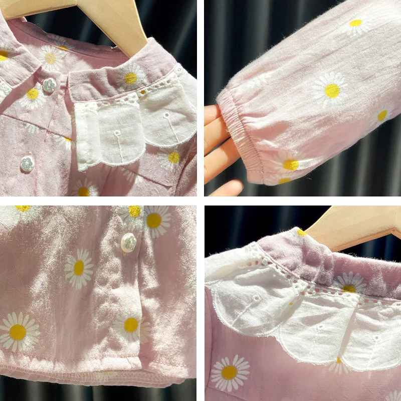 

2021 Ins Fashion Baby Shirts Spring Summer Baby Girls Tops Shirts Flower Girls Blouse