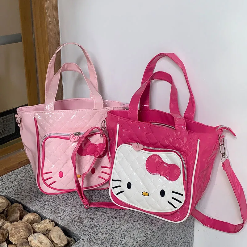

Kawaii аниме милые розовые котята сумочка из искусственной кожи дамская сумка-мессенджер кошка мультфильмы двойной слой большой емкости для д...