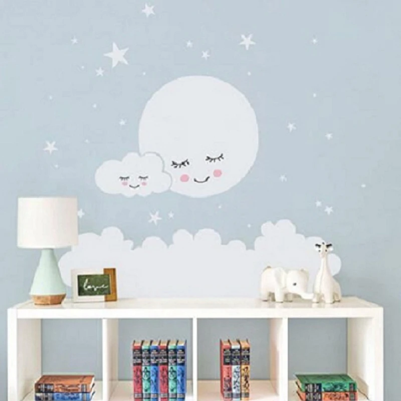 Луна звезды Наклейка на стену облако Детская s для детской комнаты