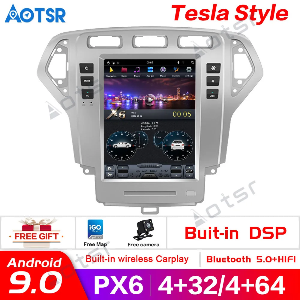 

PX6 вертикальный экран Android 9,0 Автомобильный GPS-навигатор для Ford Mondeo Fusion MK4 2007-2010 головное устройство Мультимедиа Радио магнитофон