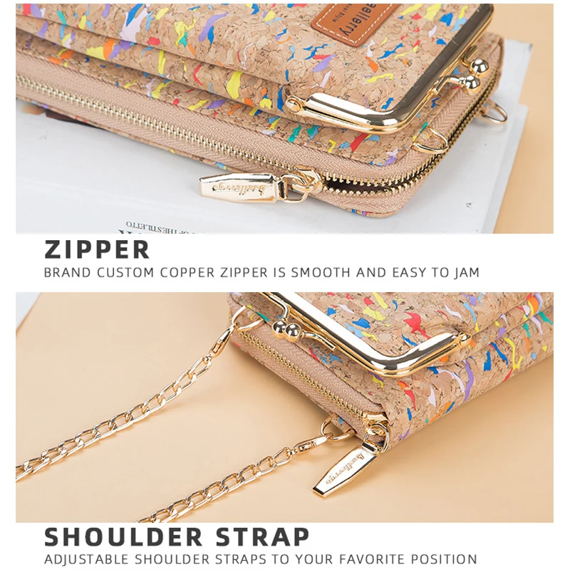 Винтажный кошелек с пряжкой пробковый узор сумка на молнии через плечо съемная