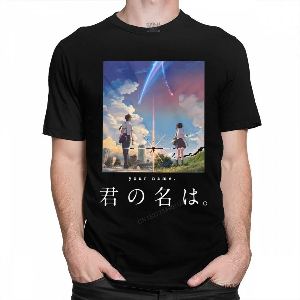 

Kimi No Na Wa Top T Shirt Men O-Neck Mother's Day Manga Your Name Tshirts Graphic Tee Pre-Shrunk Cotton T-Shirt Camisas