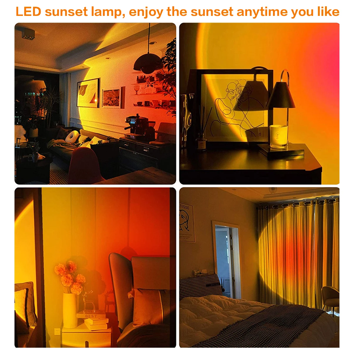 

USB Sunset Proiector Atmosphere Light for Home Bedroom Bar Shop Decoration LED Night Light Background Wall Atmosphere Lamp