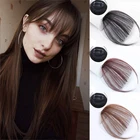 Воздушная челка AILIADE, чистые челки, шиньон с зажимом для наращивания волос, синтетический парик из натуральных черных светильник-коричневых, темно-коричневых, черных волос