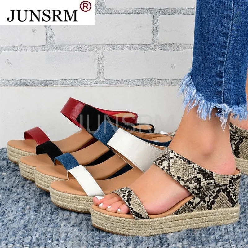 

Shoes Women Sandals Summer Solid Thick Bottom Flat Sandals Women Fashion Ladies Shoes Print Sandals