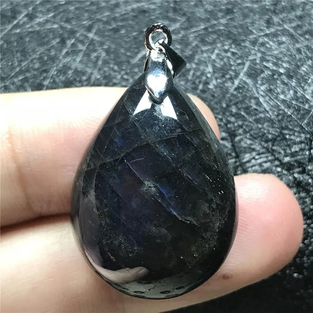 Top Natural Blue Light Labradorite Pendant Jewelry For Woman Men 27x20x10mm Beads Water Drop Stone Silver Necklace AAAAA | Украшения и