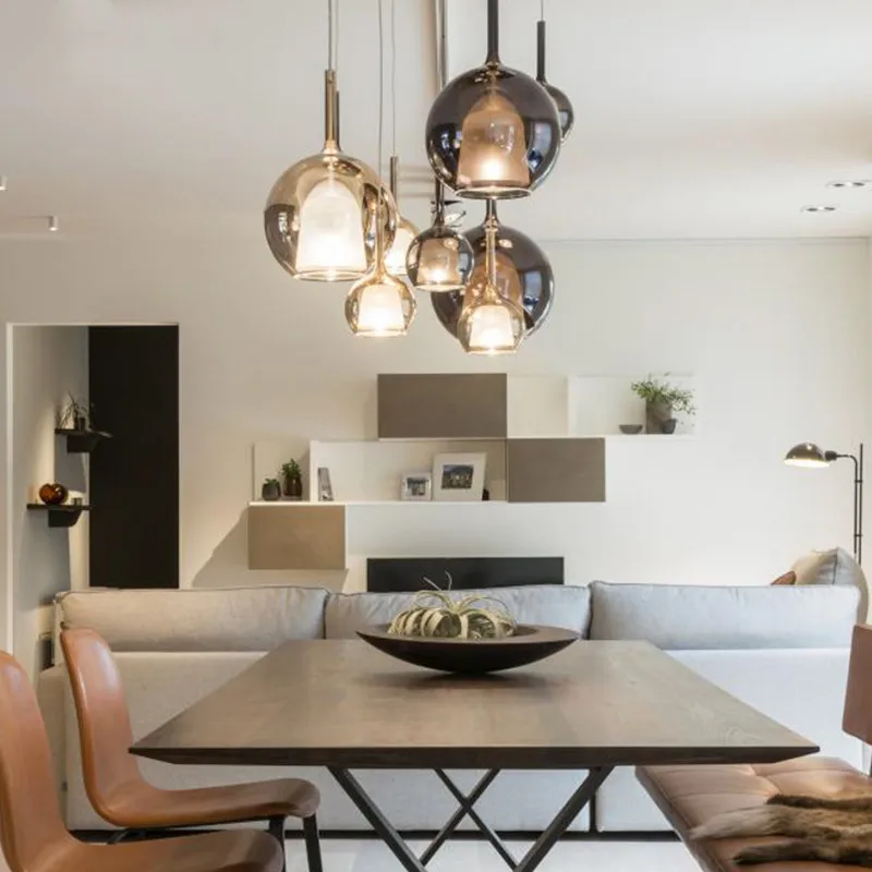 

Simple modern restaurant pendant lights Nordic minimalist art creative bar single head glass pendant lamp MJ1121