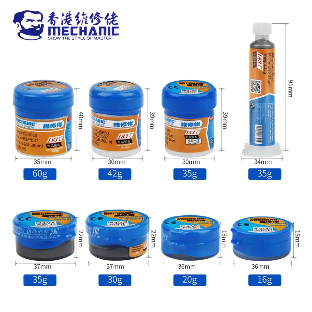 

MECHANIC Original Solder Tin Paste 183C Melting Point Welding Flux Soldering Cream Sn63/Pb37 Repair BGA CPU LED Rework Tools