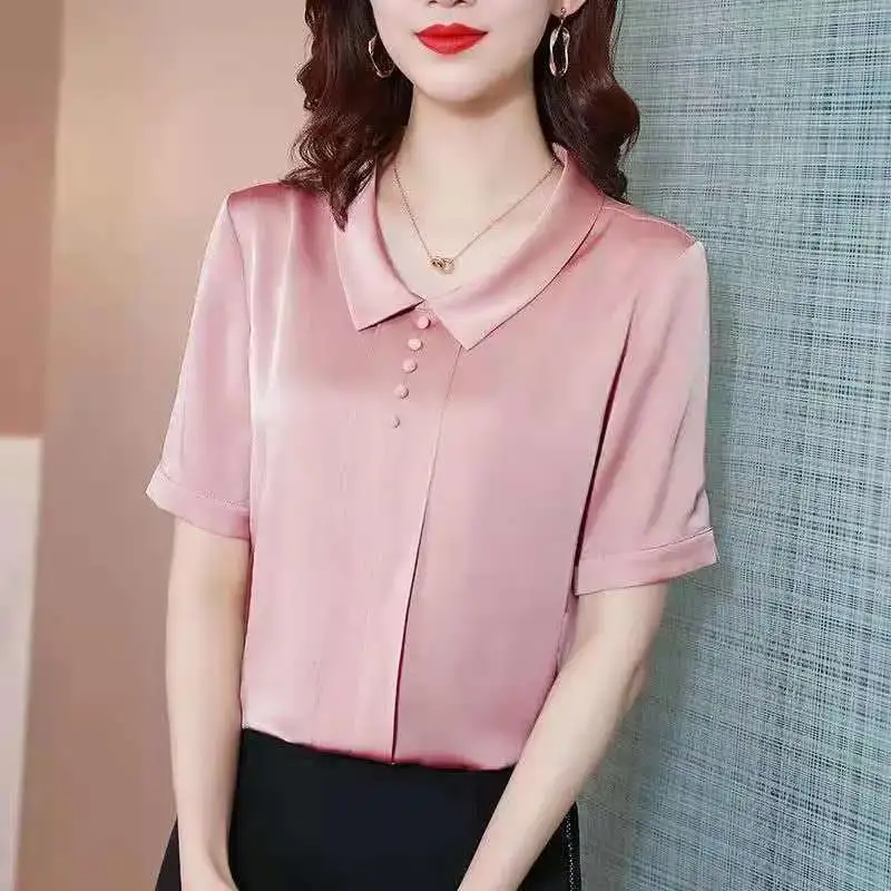 

Chiffon Blouse Women 2021 Summer Chiffon Shirts Blouse Tops Fashion Casual V-Neck Loose short sleeve Blouses Femme Blusa