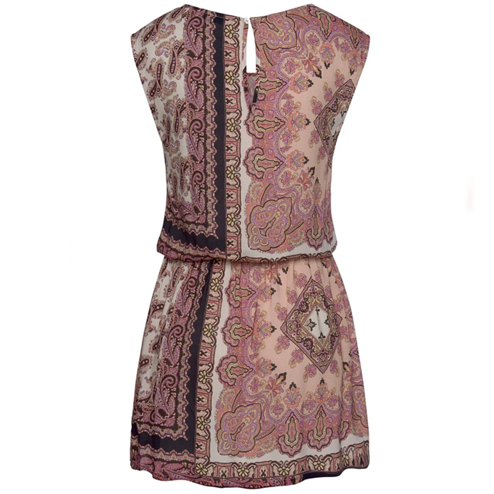 Платье женское с принтом пейсли Пляжное мини-платье круглым вырезом и широкими