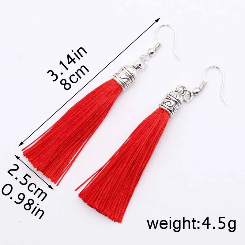 red2 YGLCJ Новые популярные богемные женские длинные серьги с кисточками европейские преувеличенные богемные Винтажные серьги с подвеской женские ювелирные изделия - Окраска металла: red2