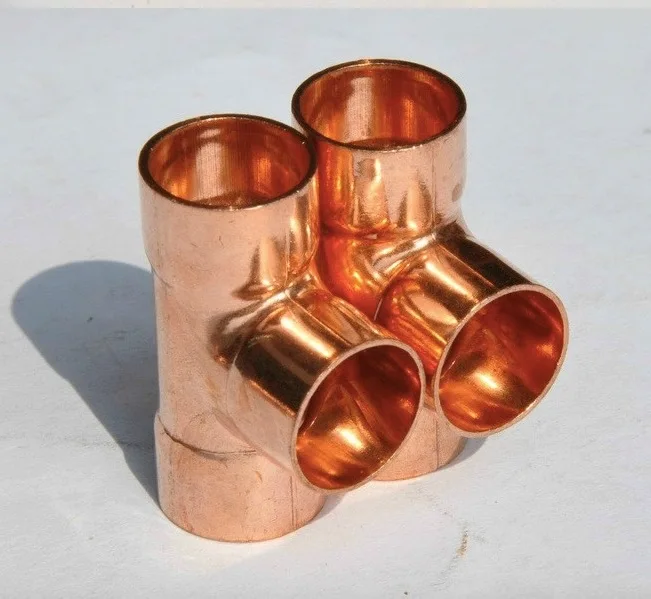 5Pieces/Lot Inner D:22mm Thickness:1mm Copper Welding Tee Pipe Refrigeration Accessories