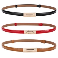 hot cowskin waistband thin belts for women genuine leather bright ppure color elastic belt woman dress patent leather cummerbund