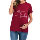 Одежда для грудного вскармливания, летняя женская футболка с круглым вырезом и коротким рукавом с буквенным принтом для беременных, футболки, веселые футболки, одежда для беременных