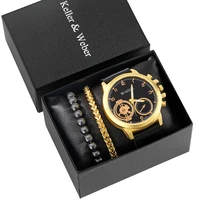 luxury golden wristwatch male bracelets gifts set quartz numerals dial watch mens elastic hand chain 2021 hot sale gift box boy