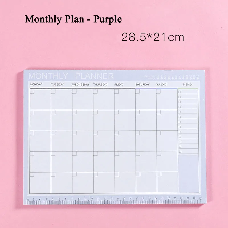 Month Purple EZONE A4 блокнот с ежемесячным планированием, еженедельный блокнот с планировкой, настольный блокнот для планирования расписания, простой стильный клейкий блокнот для заметок, офисные канцелярские принадлежности - Цвет: Month Purple