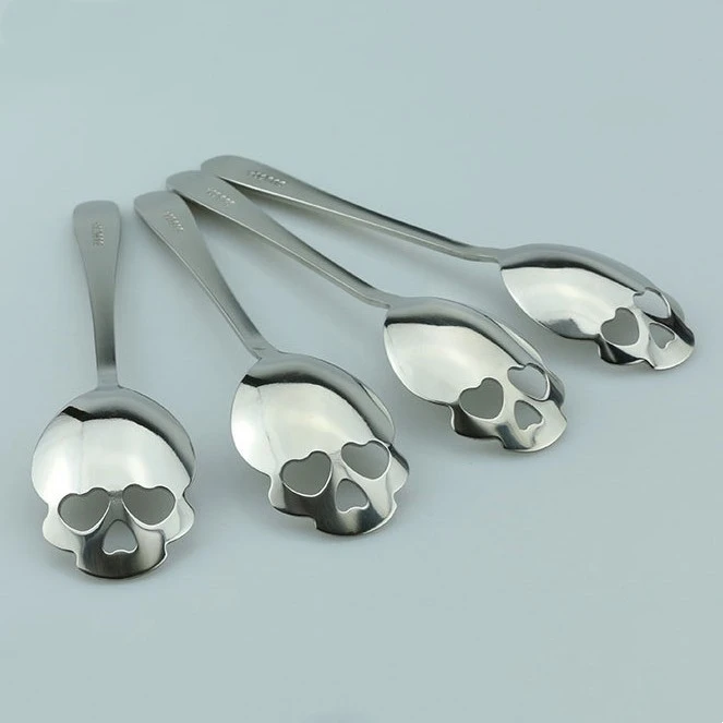 

Creative Cutlery Stainless Steel Coffee Scoop Skull Shape Dessert Spoon Food Grade Ice Cream Candy Tea Spoon Kitchen Tableware