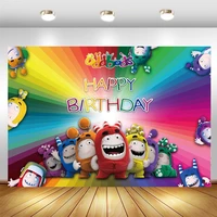 oddbods backdrop colorful graffiti kids happy birthday party photography background photo studio booths props decor banner