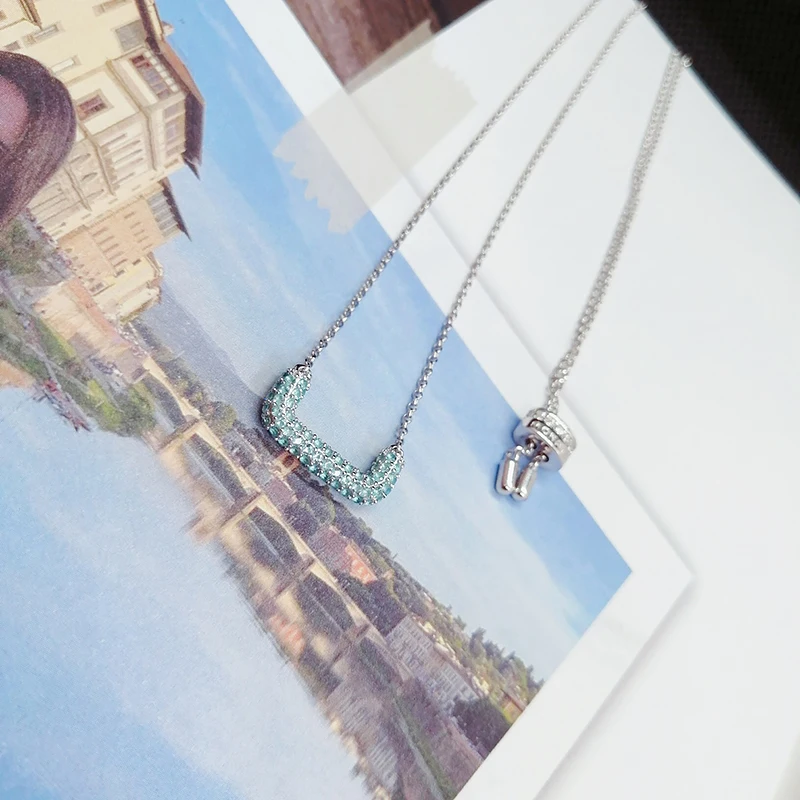 

Full diamond line Necklace 925 Sterling Silver micro inlaid with zircon exquisite fashion elegant high-end women's style