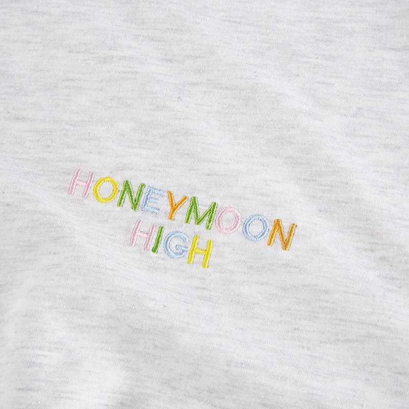 

Letter Embroidery Sweatshirt Women Spring New Casual Loose Short Navel Exposed Hoodies Women Polyester O-neck Long Sleeve Tops