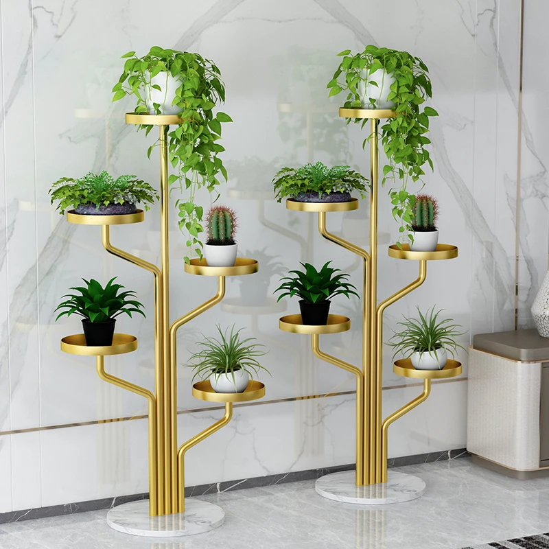 zq Flower Stand Balcony Indoor Floor-Standing Succulent Storage Jardiniere Green Dill Plant Shelf