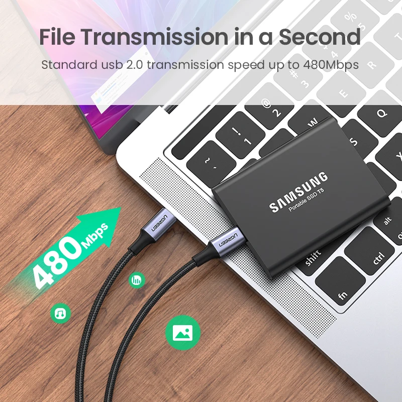 Ugreen usb type C-USB C кабель для samsung Galaxy S9 PD 60 Вт быстрое зарядное устройство кабель для Macbook поддержка Quick Charge4.0 USB шнур