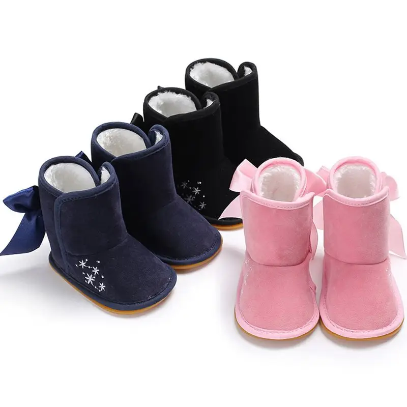 2020 Brand New Toddler Newborn Baby Shoes Boy Girl Snowflakes Print Prewalker Trainers Fur Winter First Walker