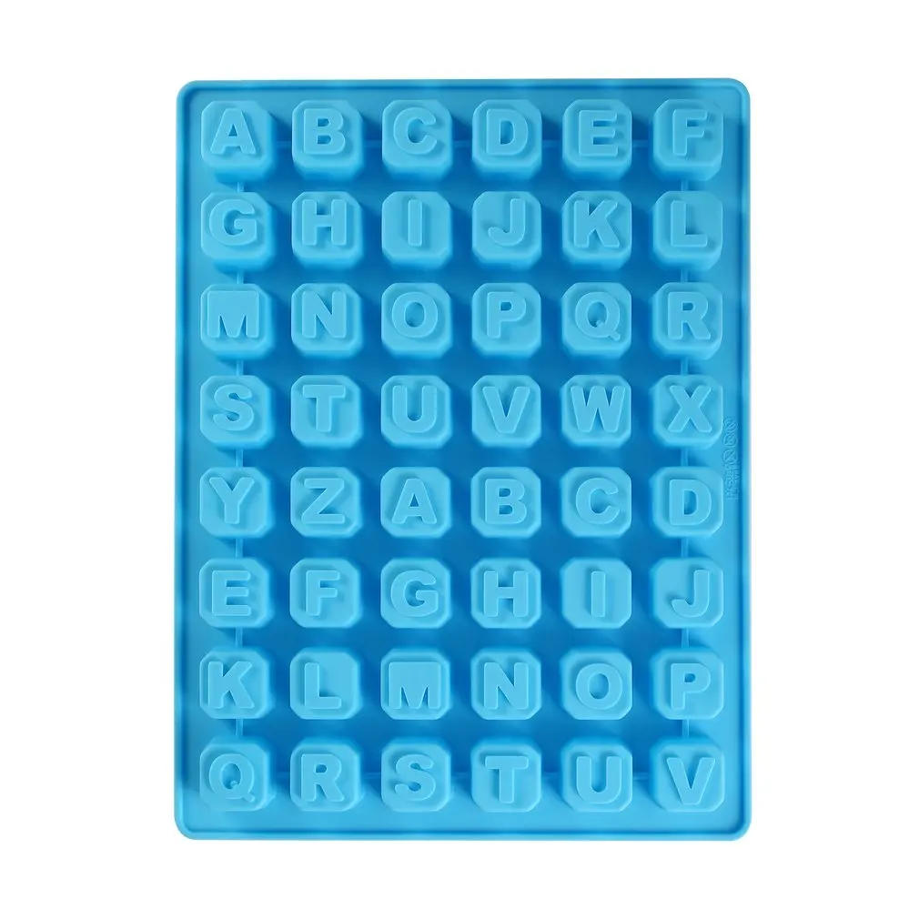 Синий 48 полости слотов Английский алфавит силиконовые формы для изготовления