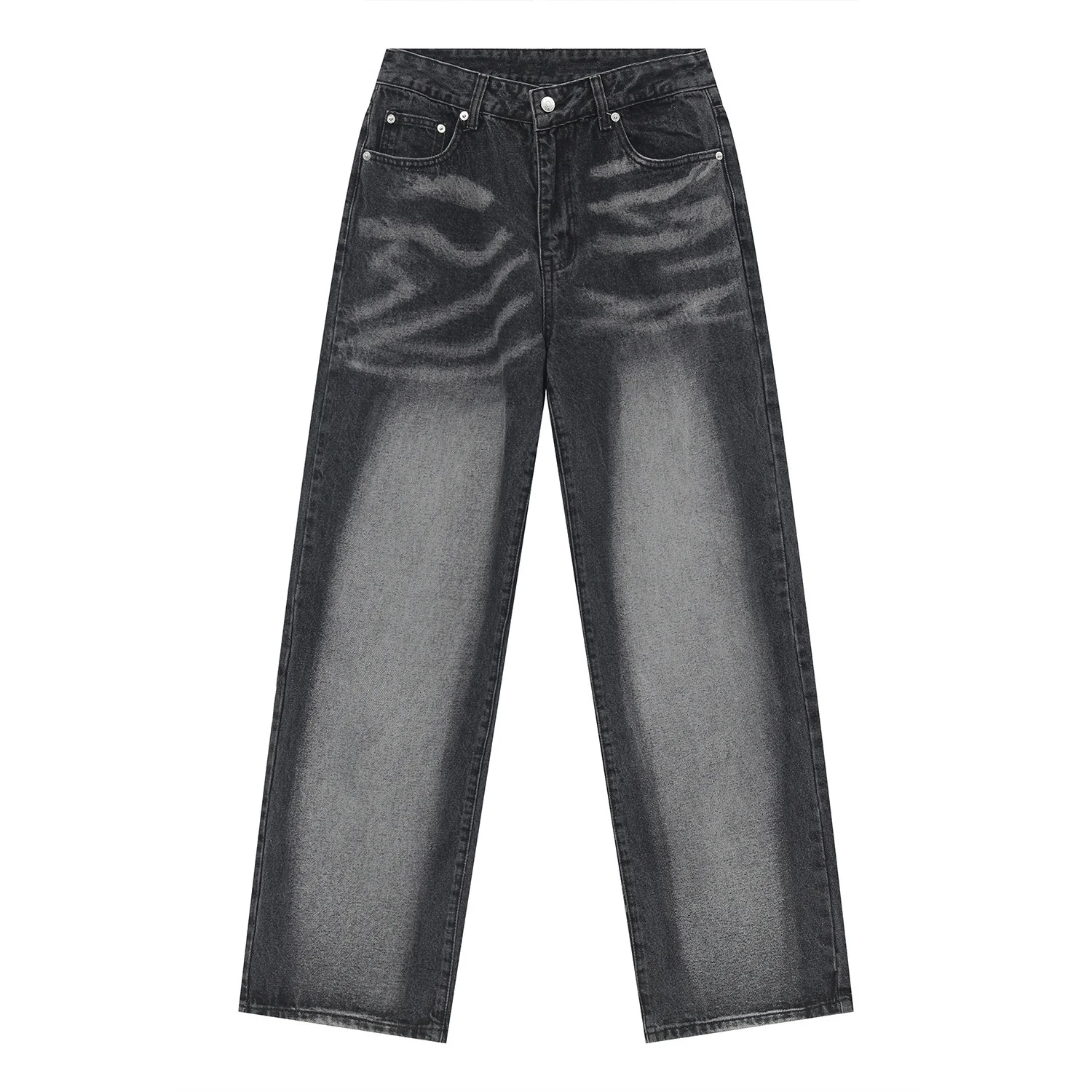 

Джинсы в стиле корейской стирки, потертые свободные прямые тонкие черные джинсы, уличная мода, Широкие джинсовые брюки, Новинка осени 2021