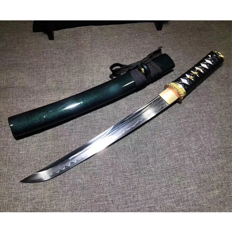 Handmade T10 Steel under the Solid to Burn Blade Japanese sword katana short Bending of knife Very sharp samara wakizashi