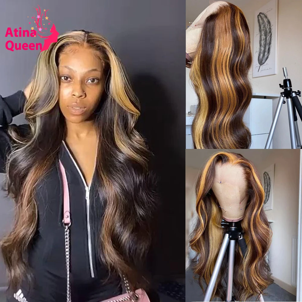 Омбре медовый блонд человеческие кружевные передние парики предварительно