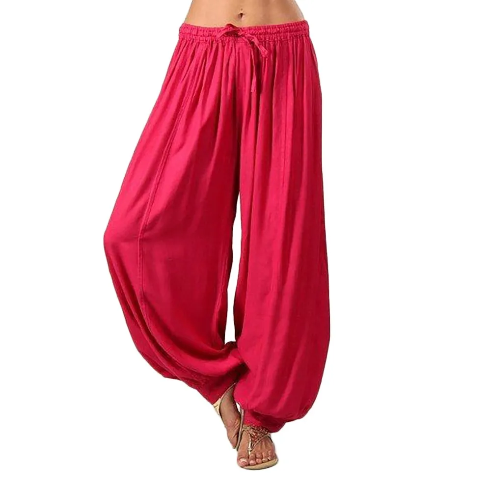 

NEW HOT Fashion Pant Women Plus Size S-3XL Solid Color Casual Loose Harem Pants Cotton Linen Full Length Trousers Freeship