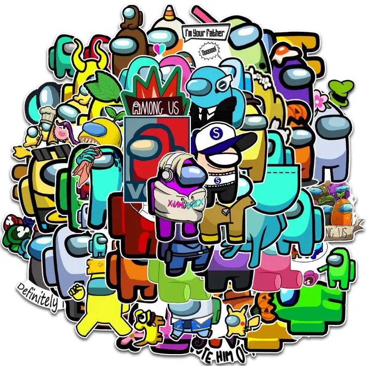 

50/100 PCS Game Among Us Hot Game Stickers For Skateboard Fridge Laptop Motorcycle Guitar Travel Luggage Cartoon Stickers