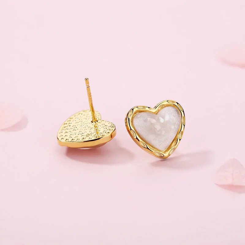 Женские серьги-гвоздики из серебра 100% пробы с золотистой текстурой | Украшения и