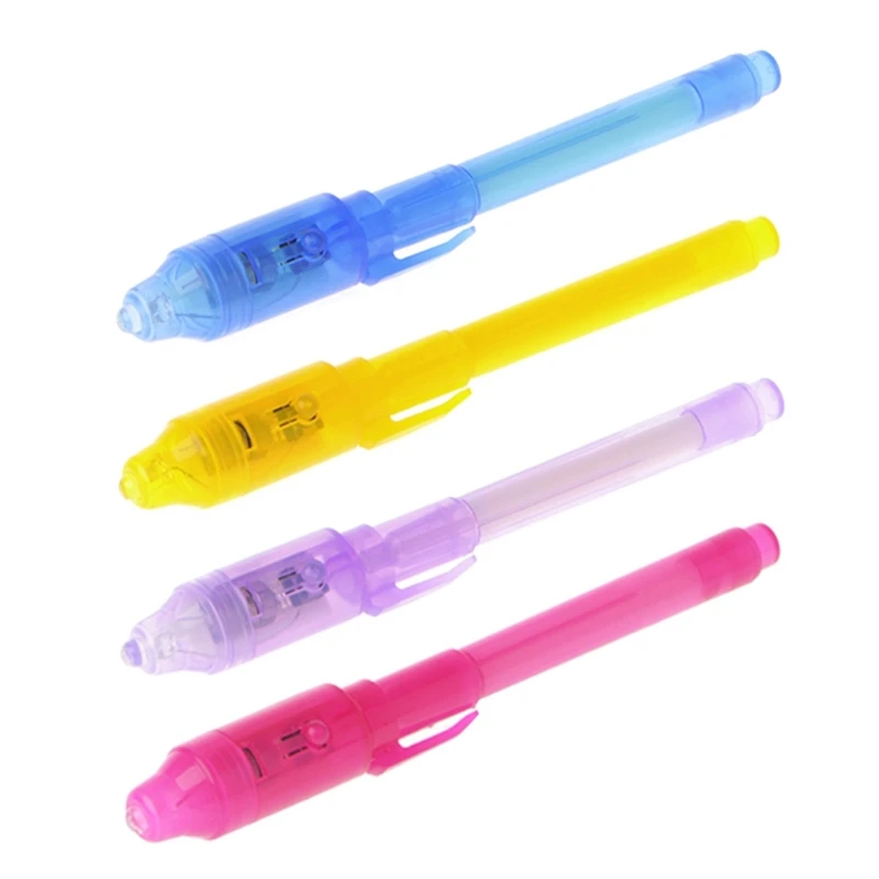 

4Pcs/set Invisible Ink Pen Built in UV Light For Pen Safety To Use (pink+purple+yellow+blue)