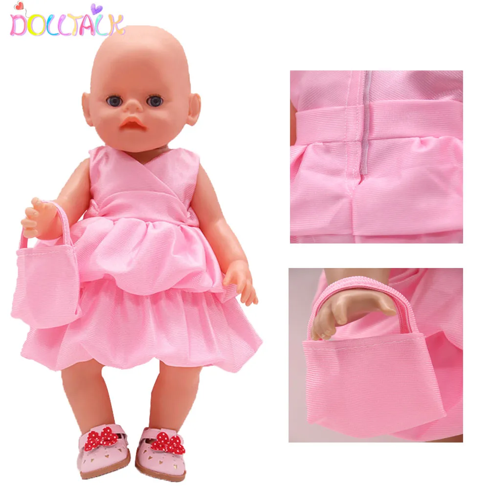 Одежда для куклы 18 дюймов американская кукла розовый помпезный юбка + сумка 43 см