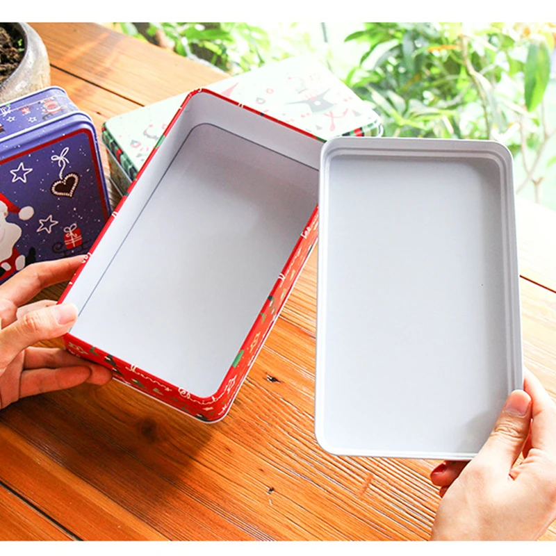 Прямоугольные рождественские коробки для конфет печенья Подарочная жестяная