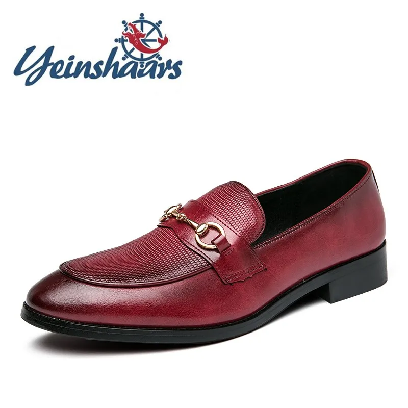 Новые деловые лоферы модная красная повседневная кожаная обувь мужские