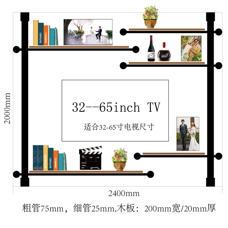 

200*350cm Size New Design Holder Wall Shelf Wine Rack Wall TV Display Modern Metal Multi-layers Wine Holder Rack Bookshelf