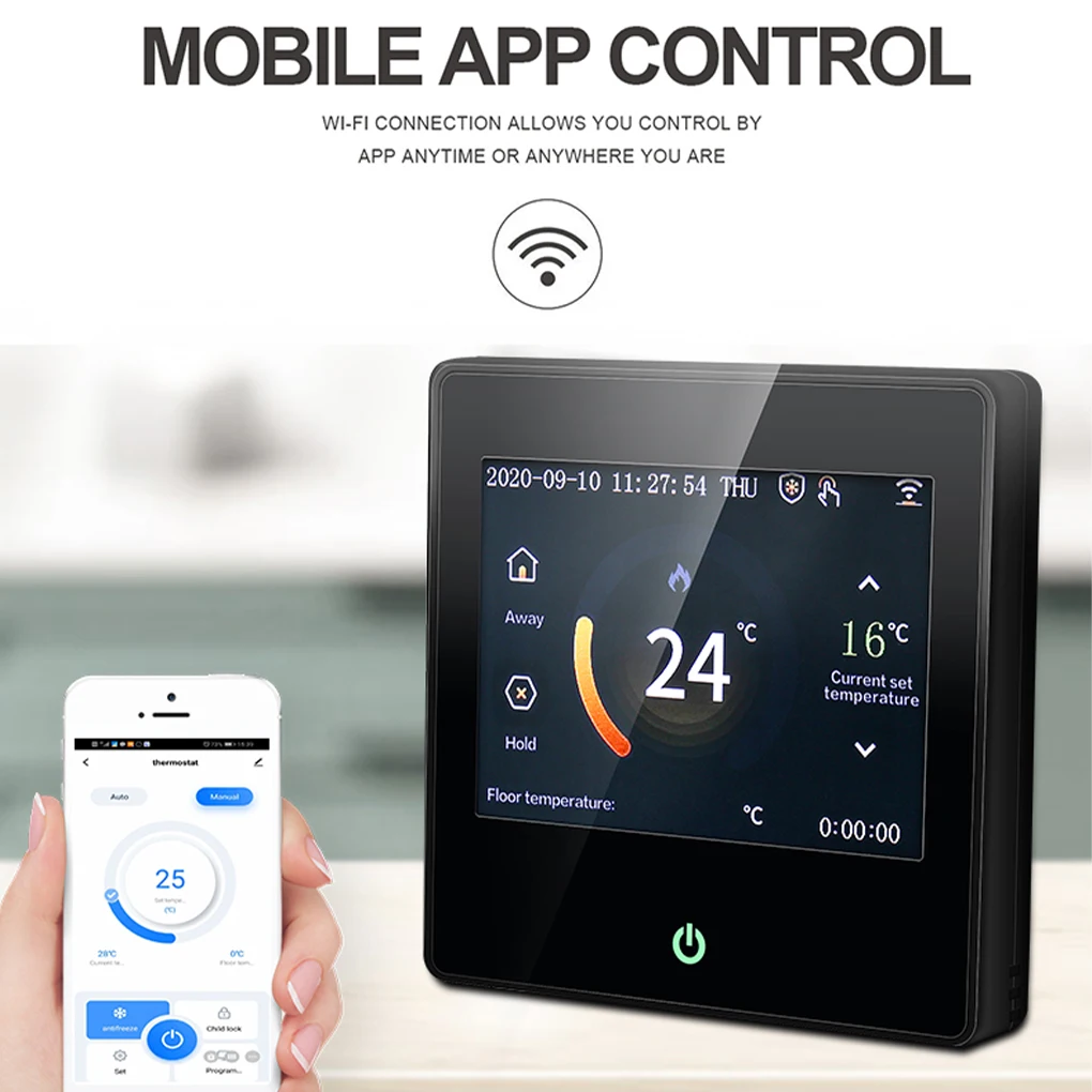 

WiFi Smart Thermostat Heating Temperature Controller with Celsius/Fahrenheit LED Touch Screen Work with Alexa Google Home