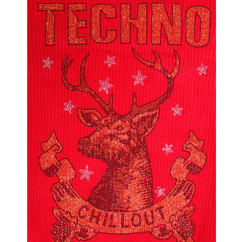 

High-quality Christmas sweater women 2019 autumn and winter loose large size mid-half turtleneck letter fawn hot drill sweater