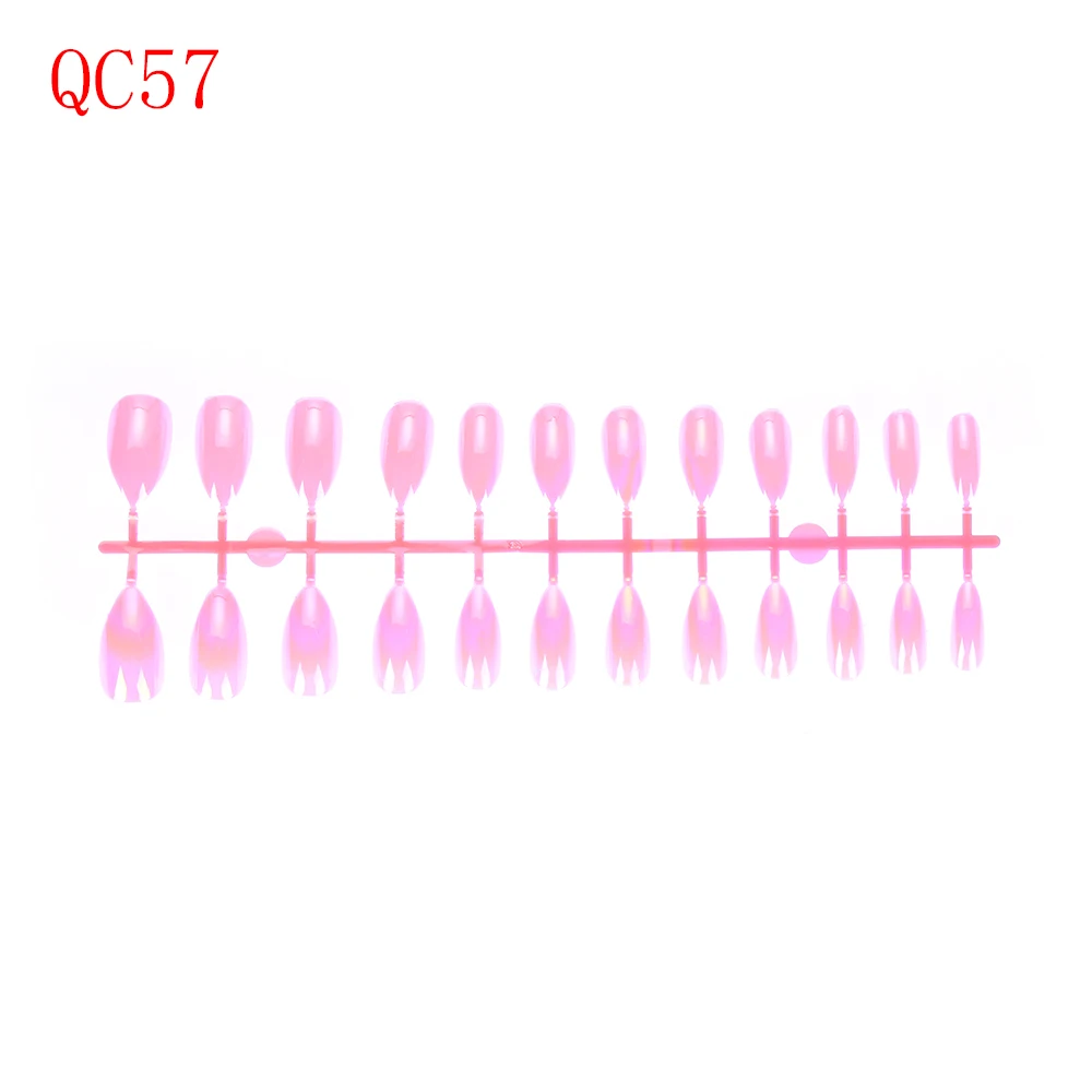 QC57 24 шт 17 цветов металлическое покрытие Акриловые Блестящие отражающие зеркальные цвета поддельные ногти искусство советы накладные ногти инструменты для наращивания - Цвет: QC57