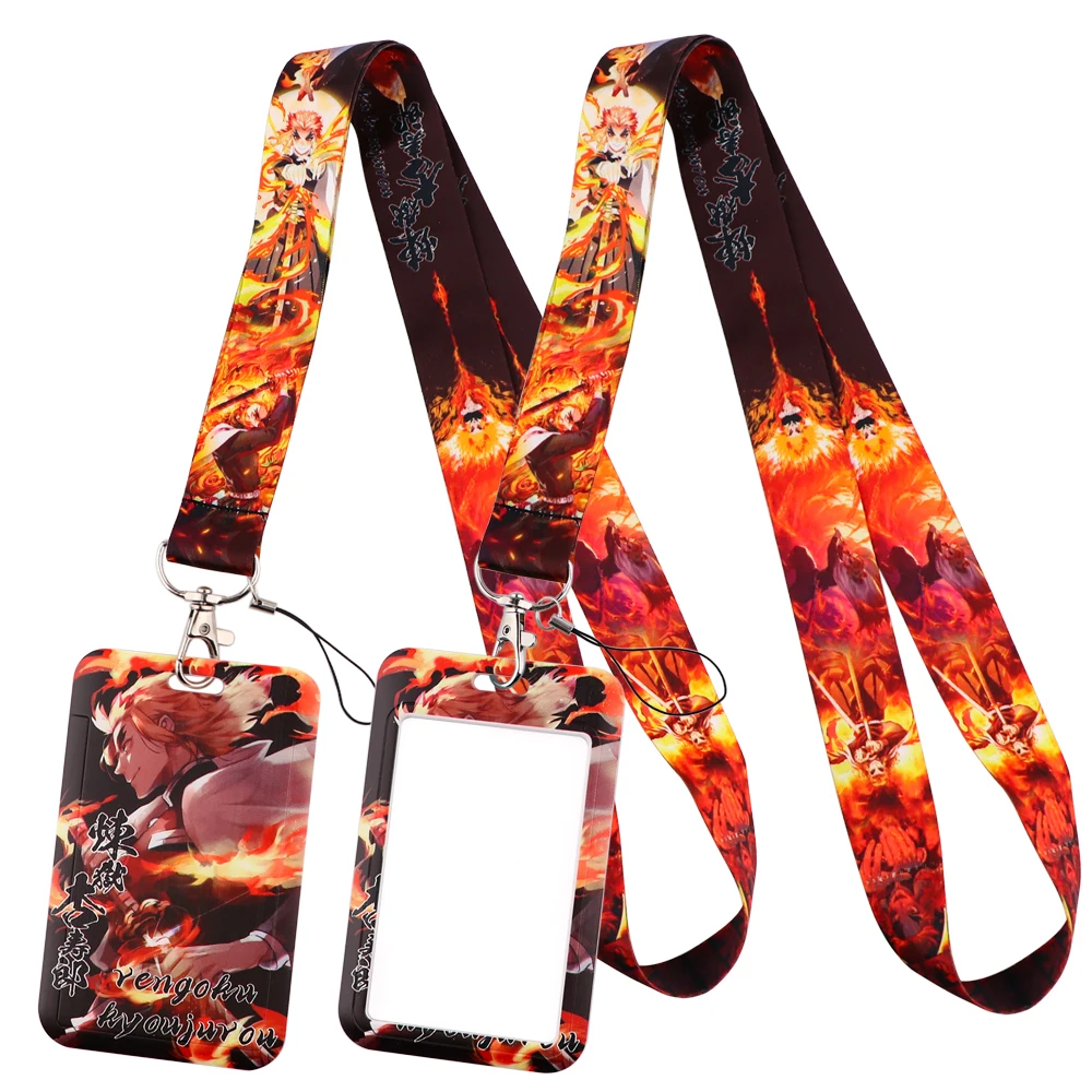 

LB2907 Rengoku Kyoujurou Lanyard Anime Print Lanyards Strap Phone Holder Neck Straps Hanging Ropes Fashion Buttons Accessories